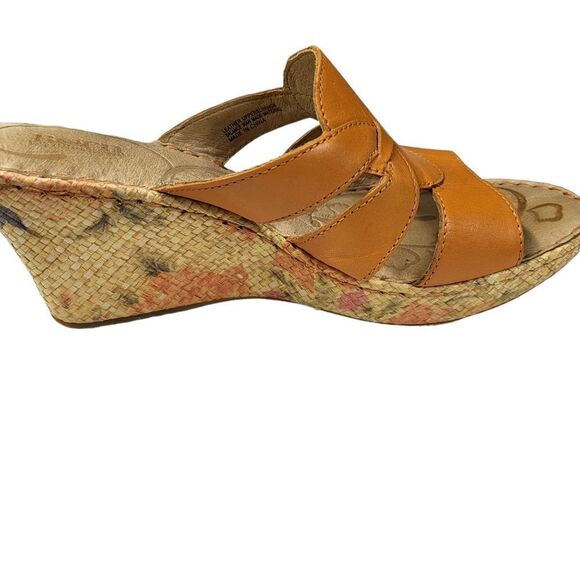 Born Hand crafted Footwear Women's Orange-Beige Wedge Sandals - Picture 3 of 11